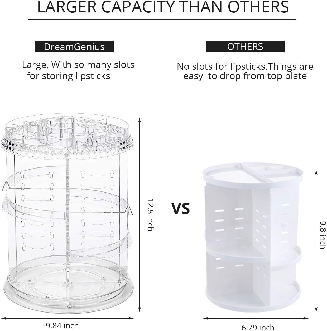 Makeup Organizer, 360 Degree Rotating Cosmetic Storage Organizer, 7-Layer Adjustable Makeup Display Case
