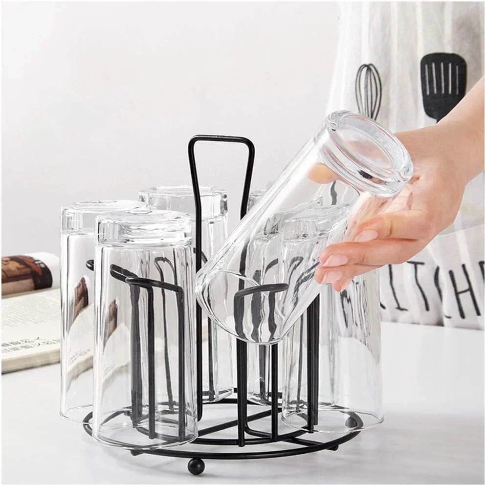 Metal Glass Stand,Tabletop Metal Glass Stand, 6 Mug Storage Rack, / Glass, Mug, Non-Slip Mugs Bottles Organizer For Kitchen