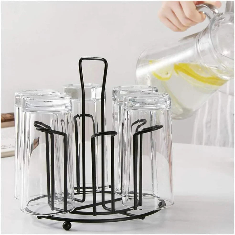 Metal Glass Stand,Tabletop Metal Glass Stand, 6 Mug Storage Rack, / Glass, Mug, Non-Slip Mugs Bottles Organizer For Kitchen