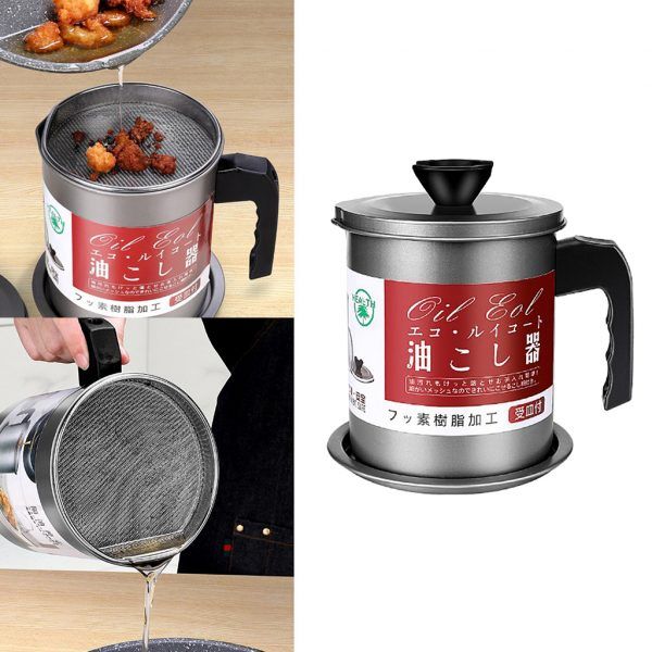 1.4 litre Cooking Oil Filter Pot - Oil Strainer Pot .