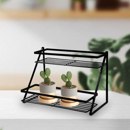 2 Layer Spice Rack Cosmetic Makeup Basket Water Cup Rack Display Shelf.